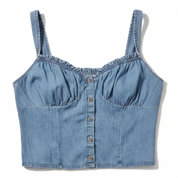 New Mix Tops - Tank Top New Mix Women's Denim Look sleeveless corset-style crop top size L